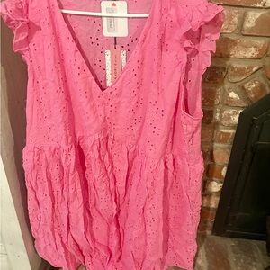 ANDREE BY UNIT Pink Eyelet Dress